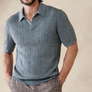 Banana Republic Jenson Merino Wool Pullover Polo Sweater Size XL